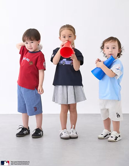 日本童裝 pe#main x 【MLB】徽章貼花上衣 80-130cm 男童款 夏季 TOPS