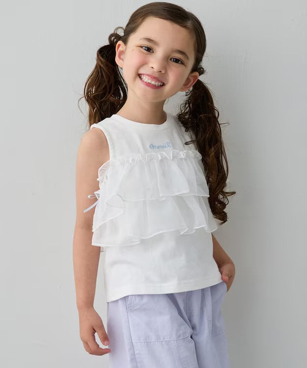 日本童裝 aF#a325 接觸冷感 3Way 露肩薄紗上衣 110-150cm 女童款 夏季 TOPS