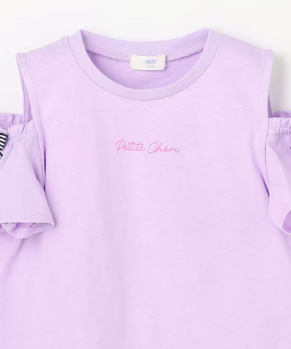 日本童裝 aF#a325 蝴蝶結露肩上衣 90-150cm 女童款 夏季  TOPS