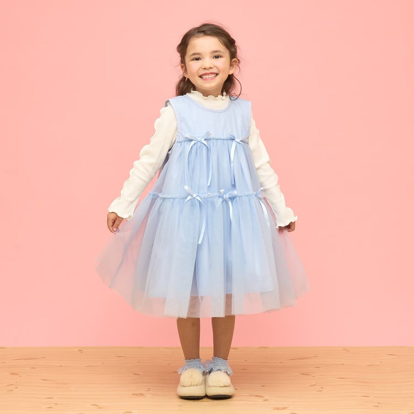 日本童裝 Ly# mine 蓬鬆薄紗多層連身裙 100-150cm 女童款 冬季 DRESSES