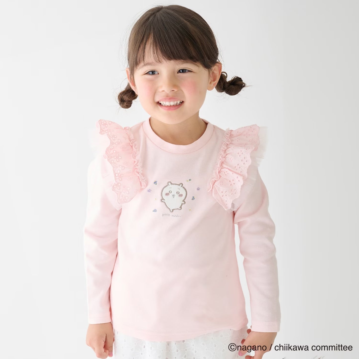 日本童裝 pe#main x Chiikawa 蕾絲肩袖上衣 80-130cm 女童款 夏季 TOPS