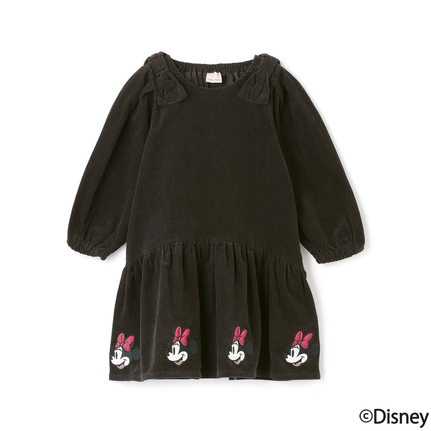 日本童裝 pe#main x Disney 燈芯絨連身裙 80-130cm 女童款 秋季 DRESSES 聖誕紅/新年紅