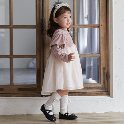 日本童裝 pe#main 泡泡袖雪紡連身裙 80-130cm 女童款 冬季 DRESSES 面試/宴會/表演