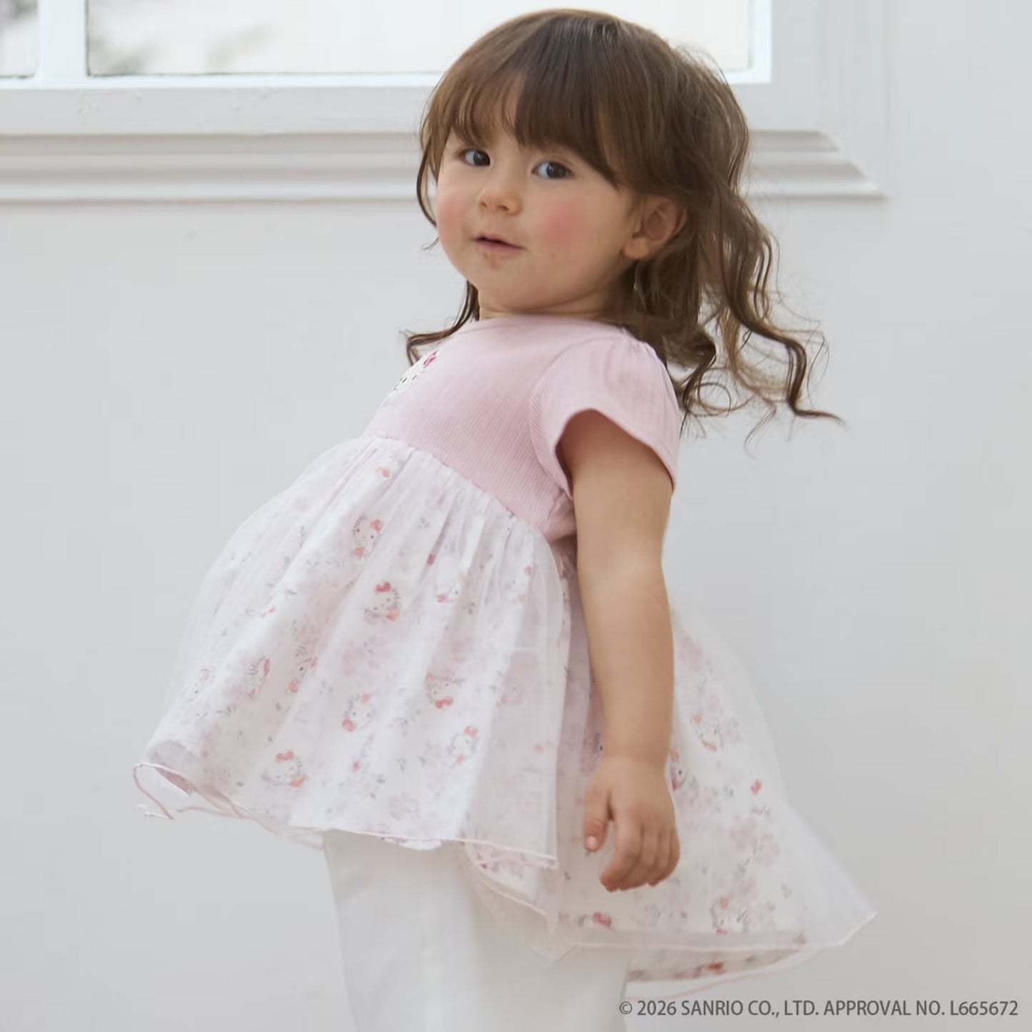 日本童裝 pe#main x 【Sanrio】刺繡拼紗上衣 80-130cm 女童款 夏季 TOPS