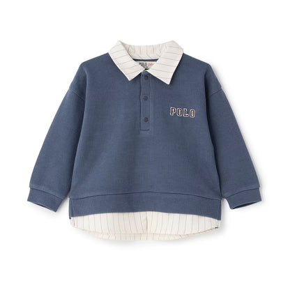 日本童裝 pe#main x【POLO BCS】假兩件襯衫衛衣 80-130cm 男童款 秋季 TOPS