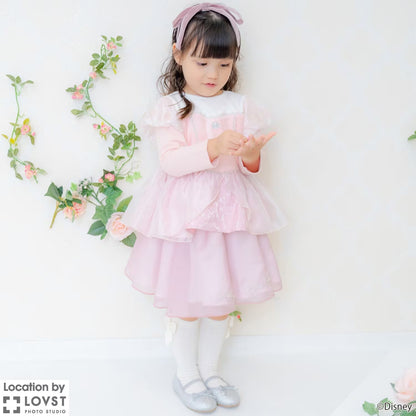 日本童裝 pe#main x Disney Princess 公主印花束腰上衣 90-130cm 女童款 秋季 TOPS