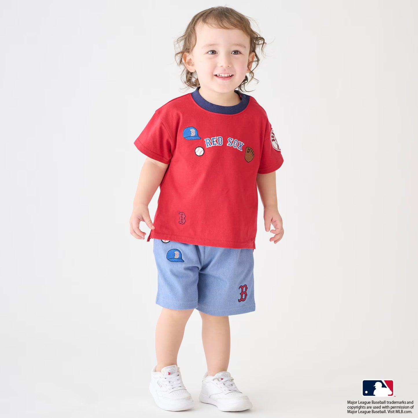 日本童裝 pe#main x 【MLB】徽章貼花上衣 80-130cm 男童款 夏季 TOPS