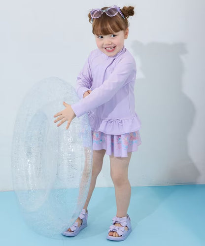 日本童裝 aF#a325 防UV 泳衣外套 100-150cm 女童款 夏季 夏日玩水泳衣特輯