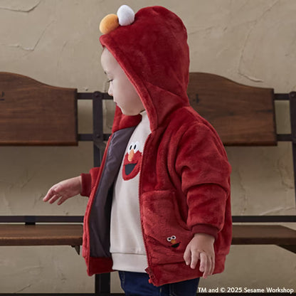 日本童裝 pe#main x SESAME STREET 芝麻街毛毛外套 80-130cm 男童款/女童款 冬季 OUTERWEAR 聖誕紅/新年紅