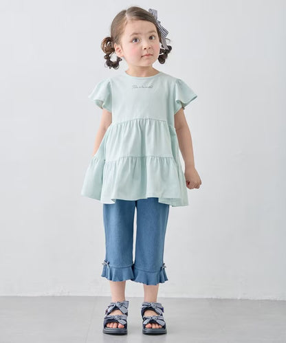 日本童裝 aF#a325 接觸冷感 小飛袖上衣 90-150cm 女童款 夏季 TOPS