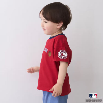 日本童裝 pe#main x 【MLB】徽章貼花上衣 80-130cm 男童款 夏季 TOPS