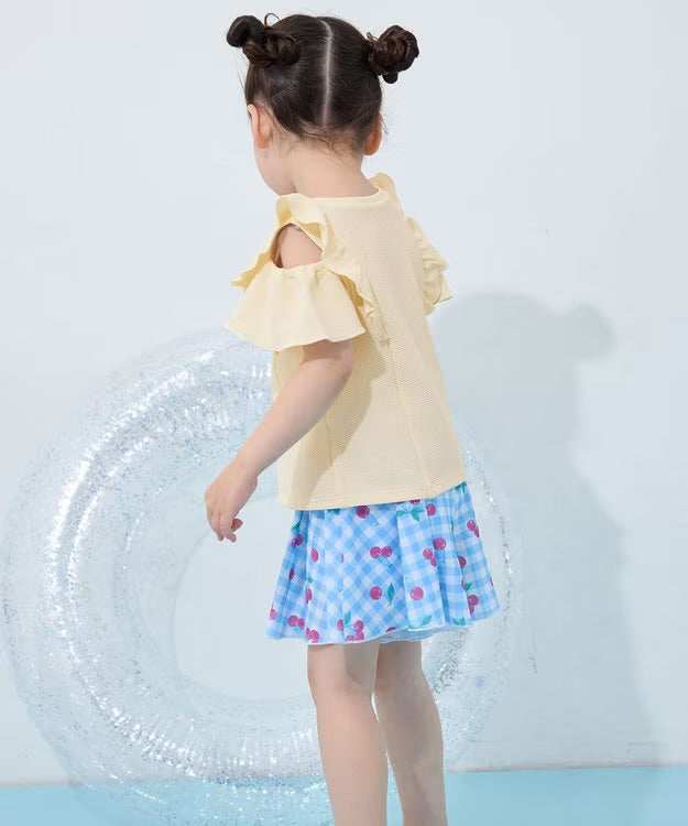 日本童裝 aF#a325 防UV 泳衣兩件套裝 100-140cm 女童款 夏季 夏日玩水泳衣特輯