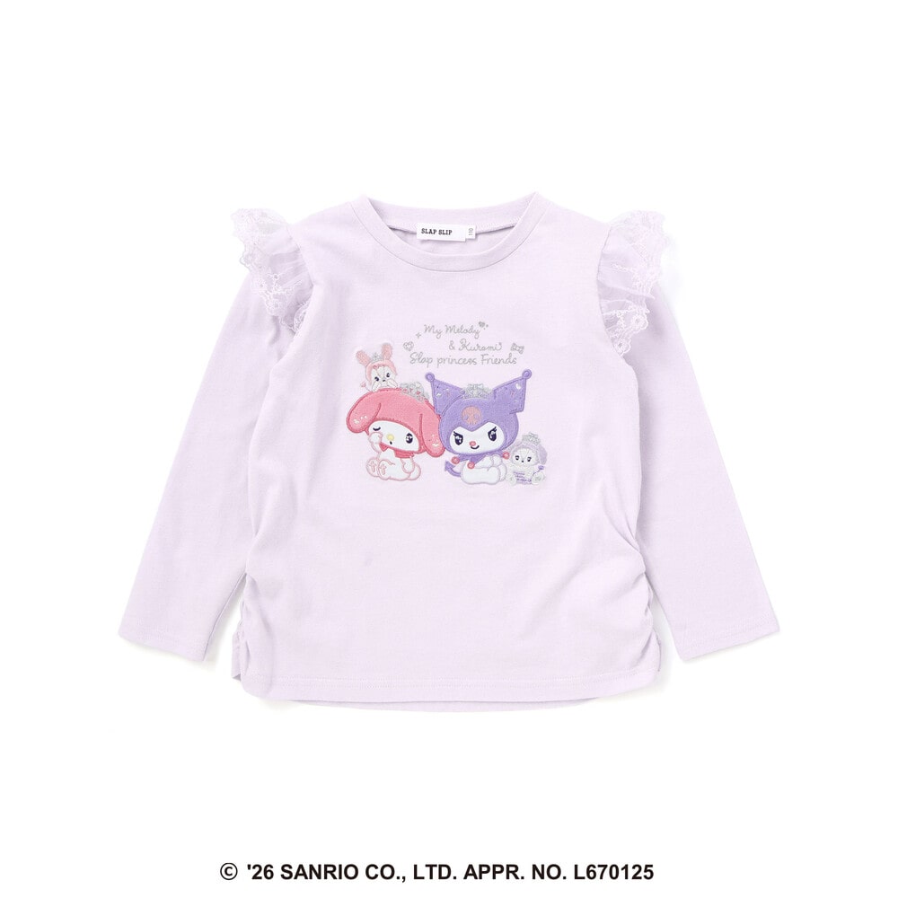 日本童裝 Slap Slip x Sanrio 肩部刺繡荷葉邊長袖上衣 80-130cm 女童款 秋季 TOPS 其他品牌童裝