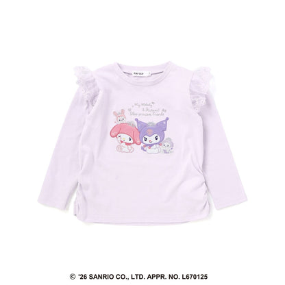日本童裝 Slap Slip x Sanrio 肩部刺繡荷葉邊長袖上衣 80-130cm 女童款 秋季 TOPS 其他品牌童裝