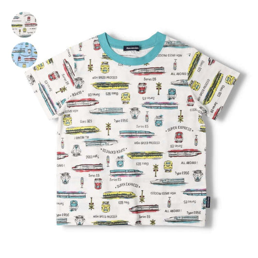 Moujonjon Japanese-made JR Shinkansen tops (90-130cm) for boys, summer, railway series. 