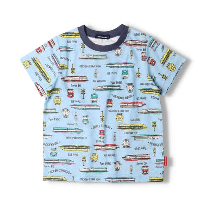 Moujonjon Japanese-made JR Shinkansen tops (90-130cm) for boys, summer, railway series. 