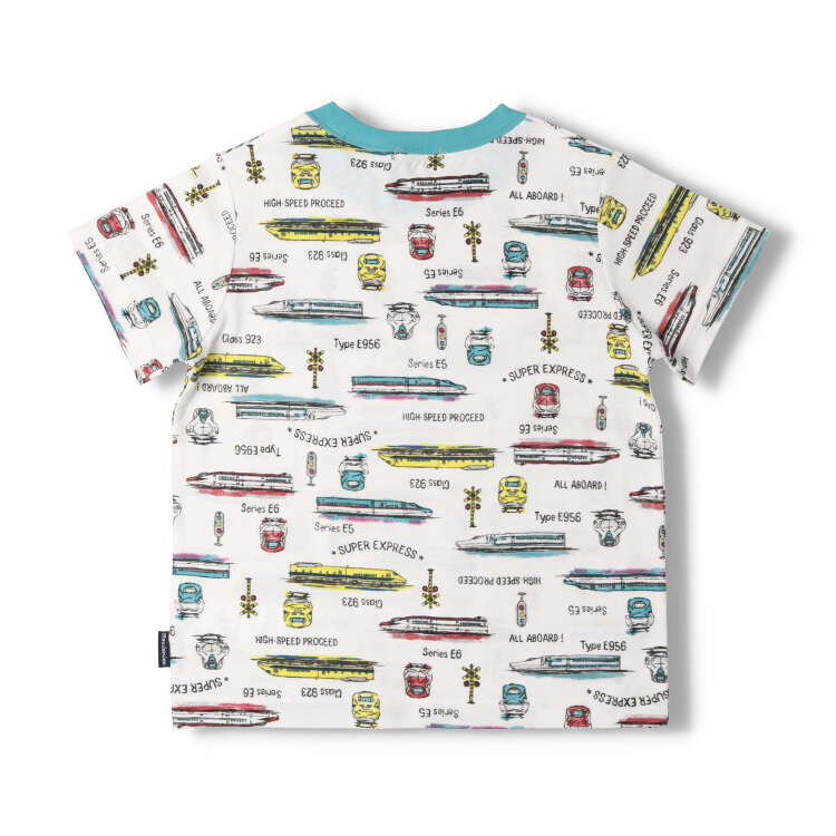 Moujonjon Japanese-made JR Shinkansen tops (90-130cm) for boys, summer, railway series. 