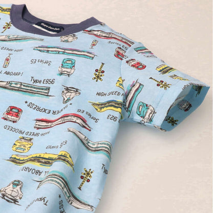 Moujonjon Japanese-made JR Shinkansen tops (90-130cm) for boys, summer, railway series. 
