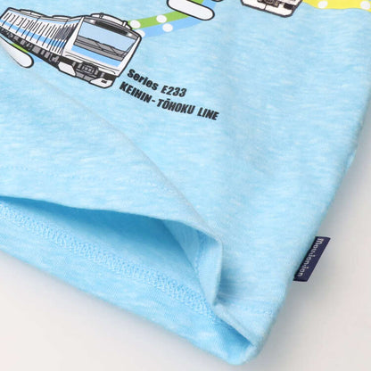 Moujonjon Japanese children's clothing, made in Japan, on the line tram route top 90-130cm boys' summer TOPS railway series 