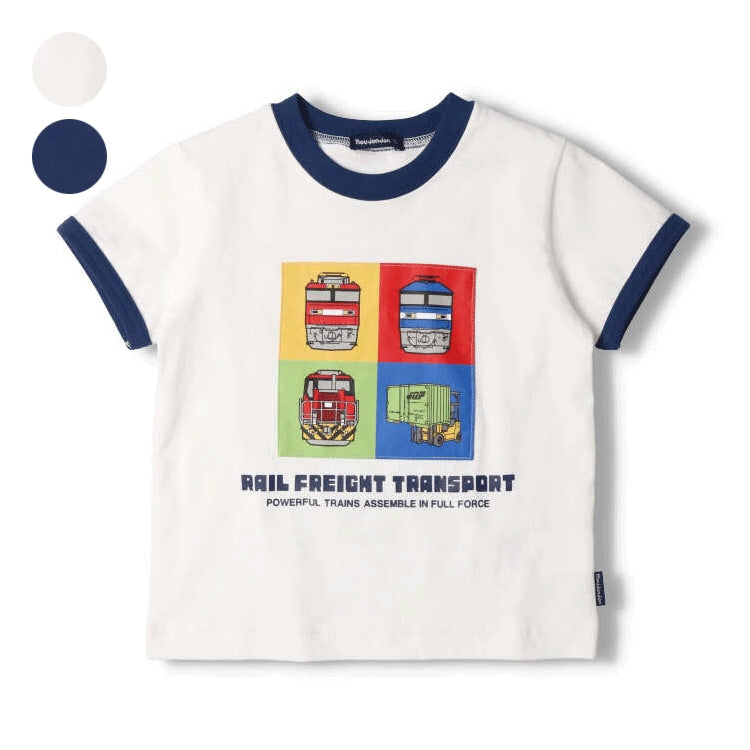 Japanese Moujonjon JR Freight Train Top 90-130cm Boys Summer TOPS Railway Series 
