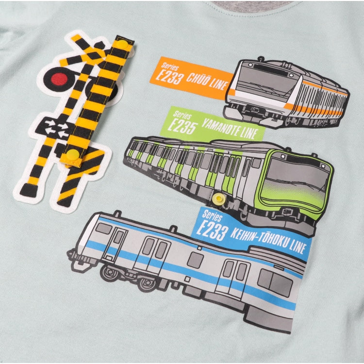 Japanese Moujonjon children's clothing on the line tram cutting top 90-120cm boys' summer TOPS railway series 