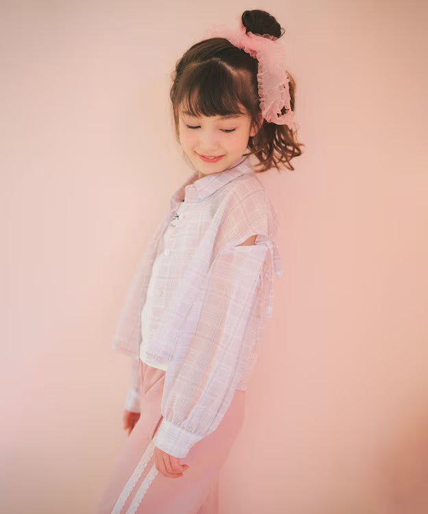 日本童裝 aF#a325 薄透格子襯衫 110-160cm 女童款 夏季 OUTERWEAR