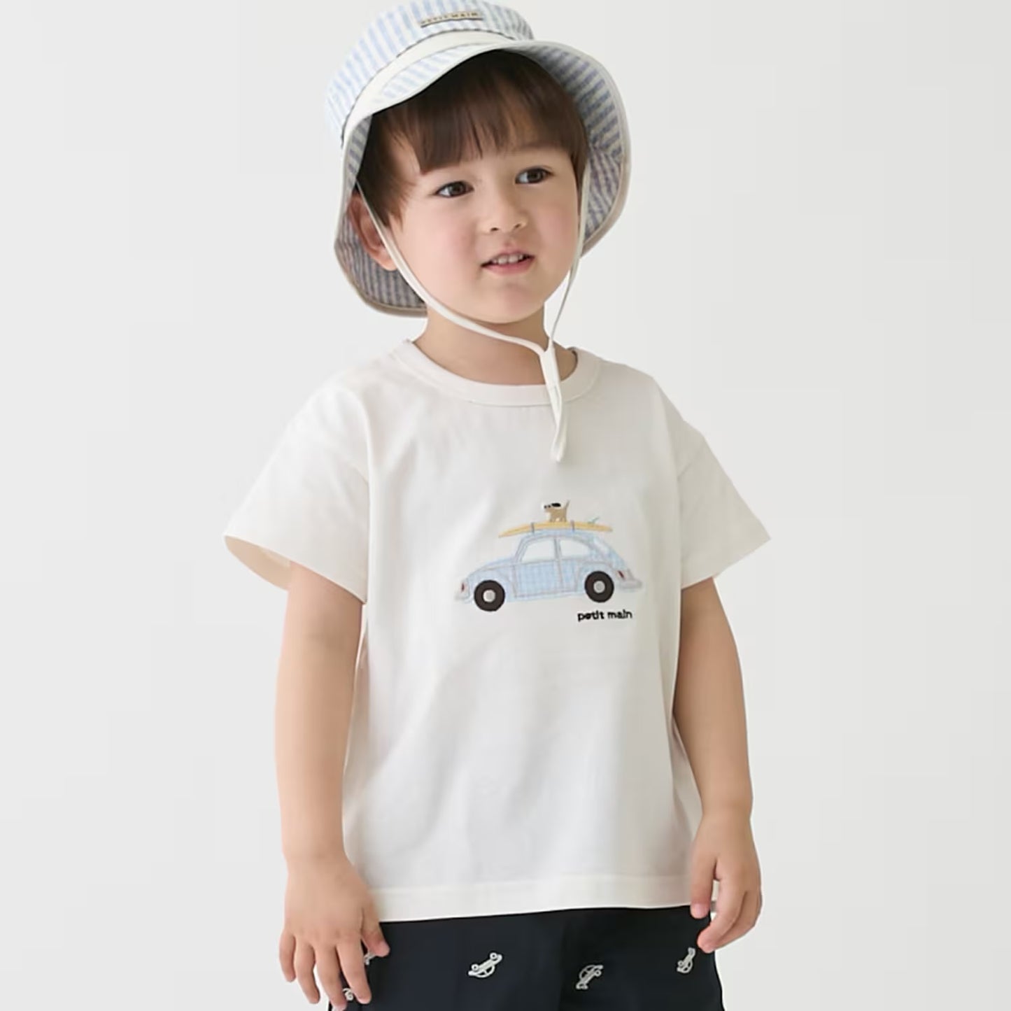 日本童裝 pe#main 遊艇/汽車貼花短袖上衣 80-130cm 男童款 夏季 TOPS