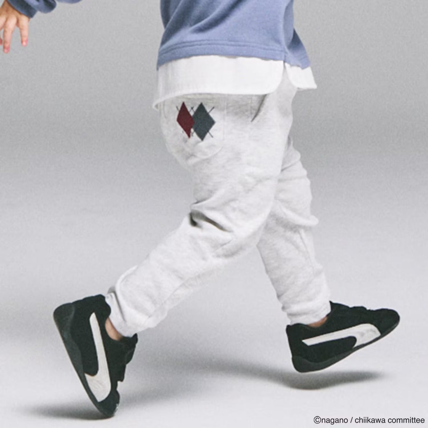 日本童裝 pe#main x【Chiikawa】菱形貼花長褲 80-130cm 男童款/女童款 初生嬰兒 夏季 PANTS