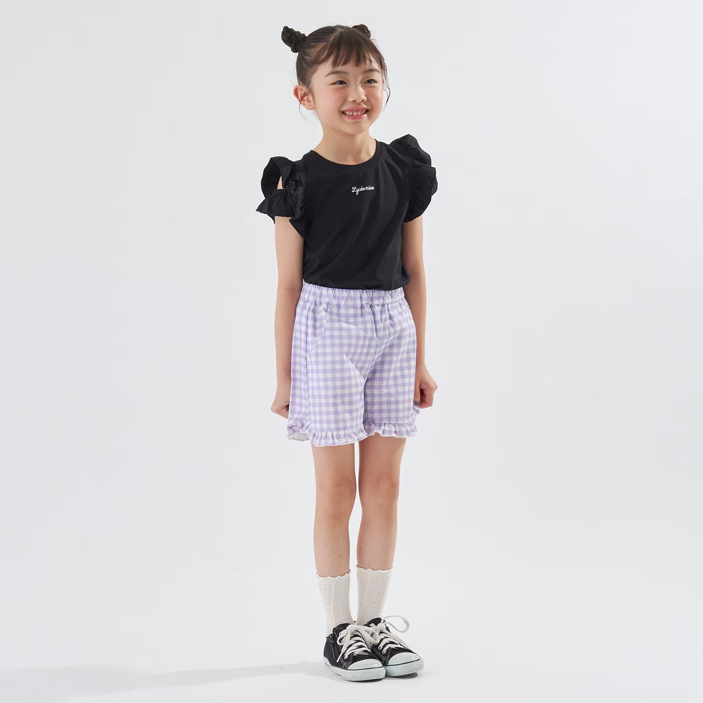 日本童裝 Ly# mine 2Way 前後兩著 隔熱布料 防UV 小飛袖上衣 100-140cm 女童款 夏季 TOPS