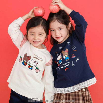 日本童裝 Slap Slip x Sanrio x 小熊學校蕾絲花邊印花上衣 80-130cm 女童款 秋季 TOPS 其他品牌童裝