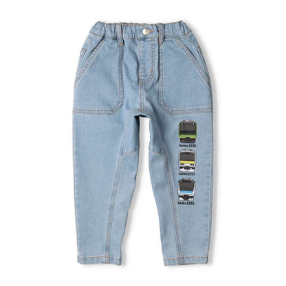 Japanese Moujonjon Children's Clothing: Train Line Denim Pants 90-140cm Boys Summer PANTS Railway Series 
