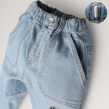 Japanese Moujonjon Children's Clothing: Train Line Denim Pants 90-140cm Boys Summer PANTS Railway Series 