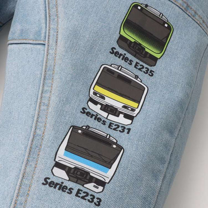 Japanese Moujonjon Children's Clothing: Train Line Denim Pants 90-140cm Boys Summer PANTS Railway Series 