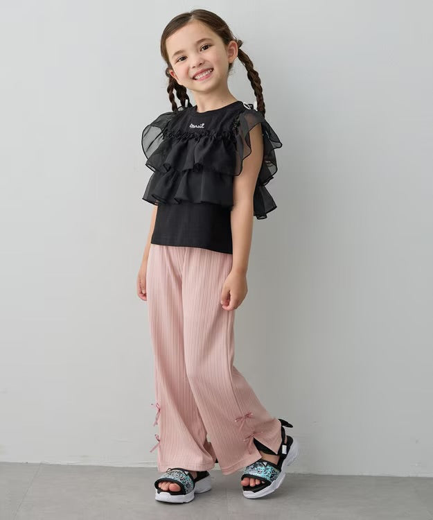 日本童裝 aF#a325 接觸冷感 3Way 露肩薄紗上衣 110-150cm 女童款 夏季 TOPS