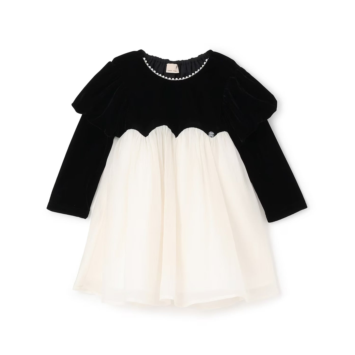 日本童裝 pe#main 泡泡袖雪紡連身裙 80-130cm 女童款 冬季 DRESSES 面試/宴會/表演