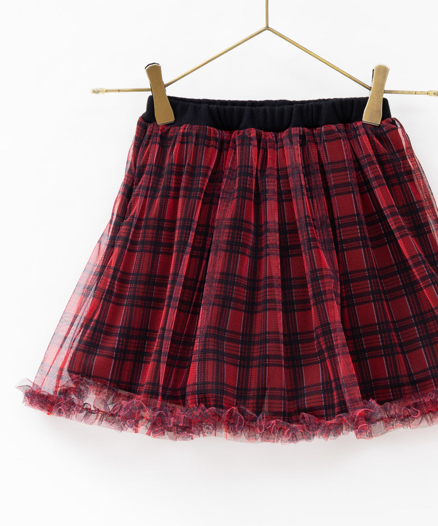 日本童裝 panpantutu 格子紅色薄紗裙褲 95-140cm 女童款 夏季 PANTS