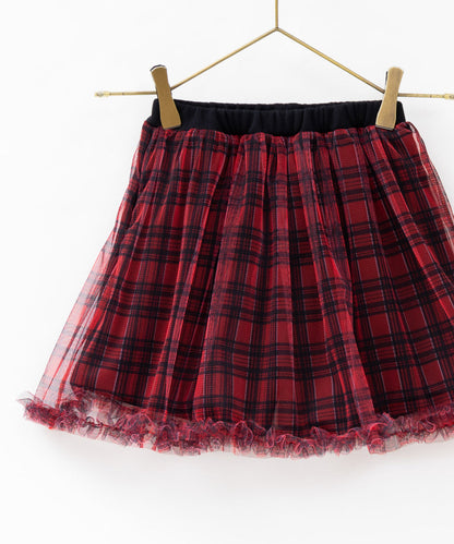 日本童裝 panpantutu 格子紅色薄紗裙褲 95-140cm 女童款 夏季 PANTS