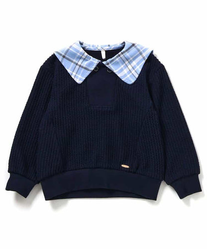 日本童裝 apres les cours 格仔水手領上衣 80-130cm 男童款 冬季 Tops 聖誕紅/新年紅