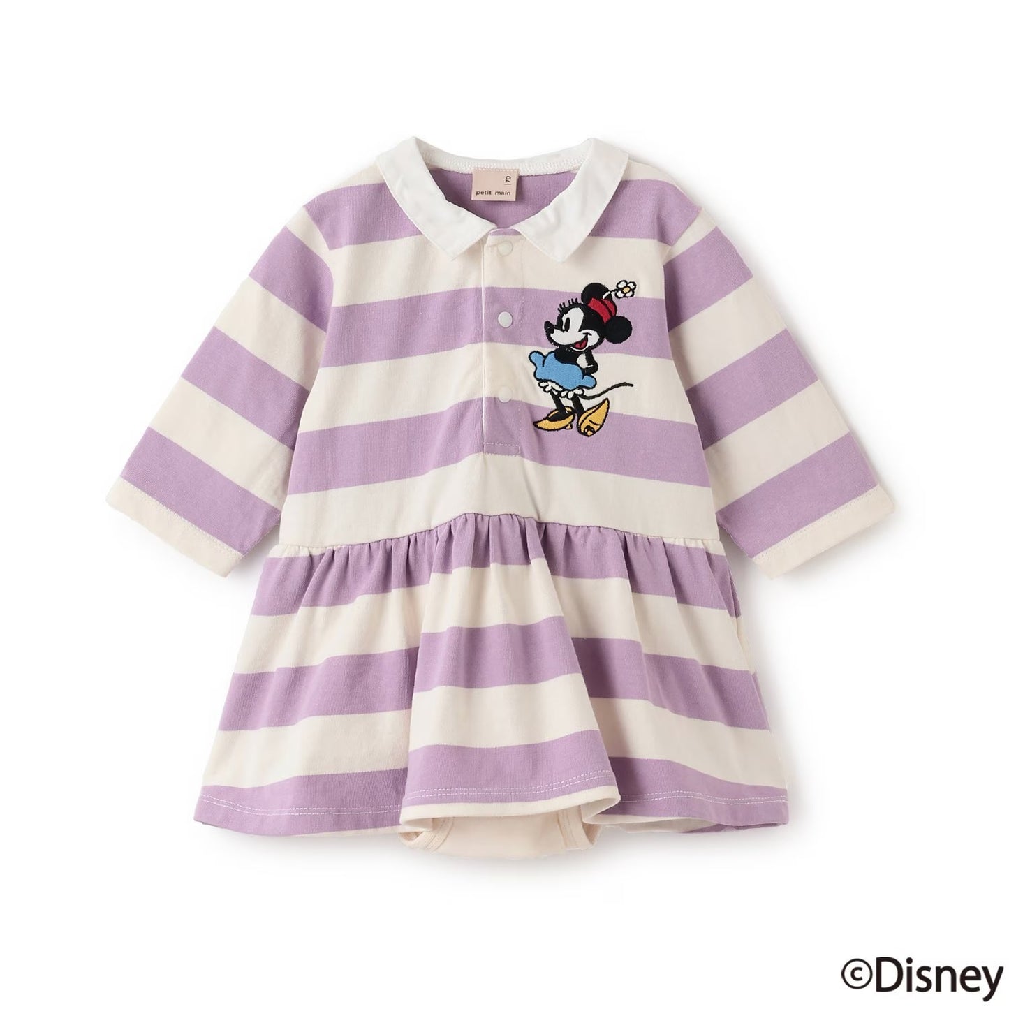 日本童裝 pe#main x Disney 間條連衣 70-80cm 女童款 初生嬰兒 秋季 Jumpsuit