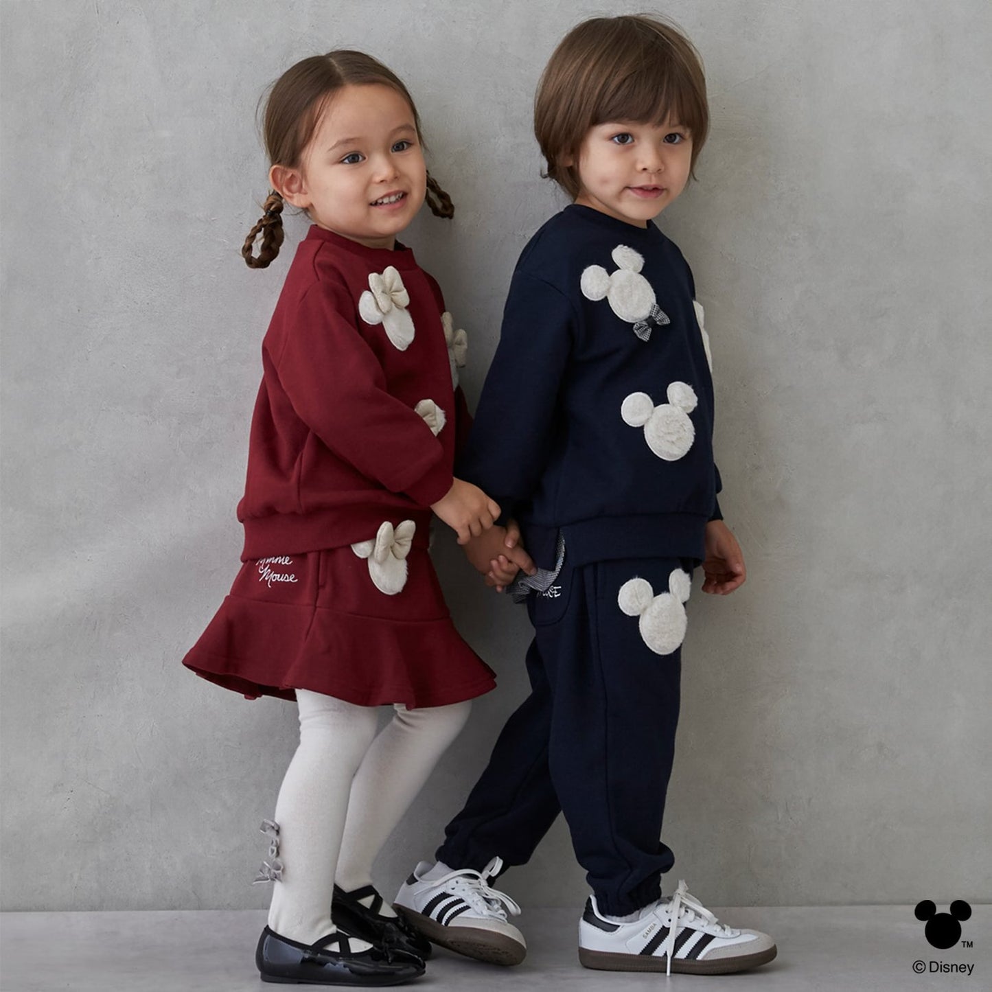 日本童裝 pe#main x Disney 毛毛圖案短裙 80-130cm 女童款 冬季 SKIRTS 聖誕紅/新年紅