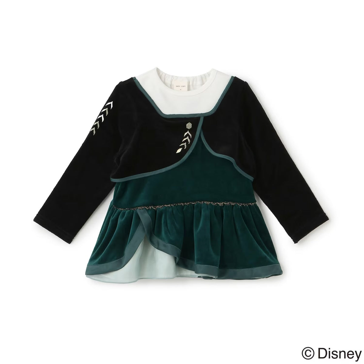 日本童裝 pe#main x Disney Princess 公主印花束腰上衣 90-130cm 女童款 秋季 TOPS