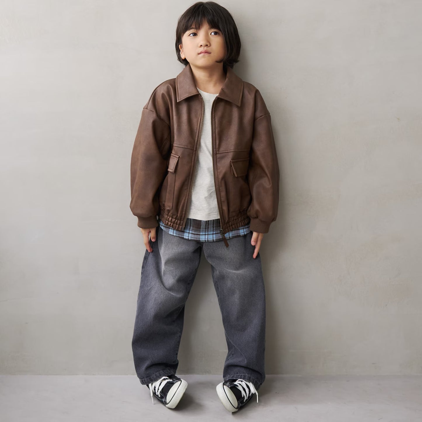 日本童裝 b・R# 仿皮皮褸外套 110-140cm 男童款 冬季(適合初秋、香港平均溫度、寒冷天氣）OUTERWEAR 【日本預售：2026年9月中旬】