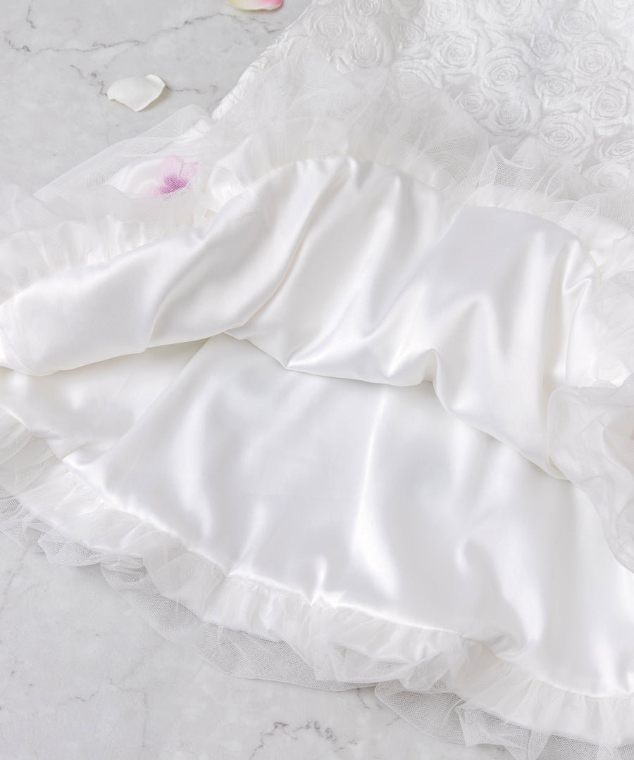 日本童裝 panpantutu 白色花瓣絲帶氣球泡泡禮服裙 100-130cm 女童款 夏季 DRESSES 面試/宴會/表演