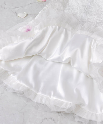 日本童裝 panpantutu 白色花瓣絲帶氣球泡泡禮服裙 100-130cm 女童款 夏季 DRESSES 面試/宴會/表演