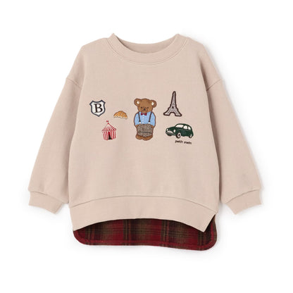 日本童裝 pe#main 假兩件熊仔衛衣 80-130cm 男童款 冬季 TOPS