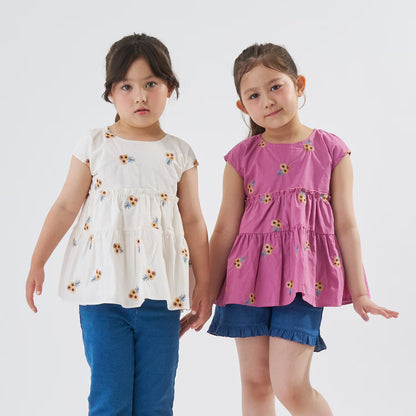 Japanese children's clothing Ly# mine tank top and shorts set 100-150cm girls summer TOPS PANTS 