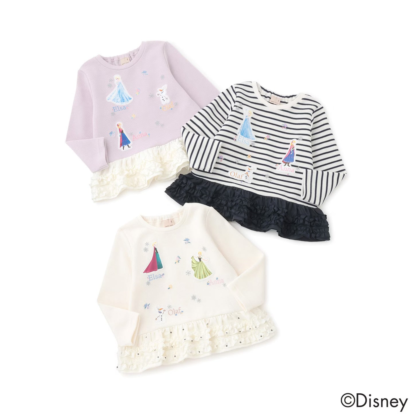 日本童裝 pe#main x Disney Frozen花邊上衣 80-130cm 女童款 冬季 TOPS