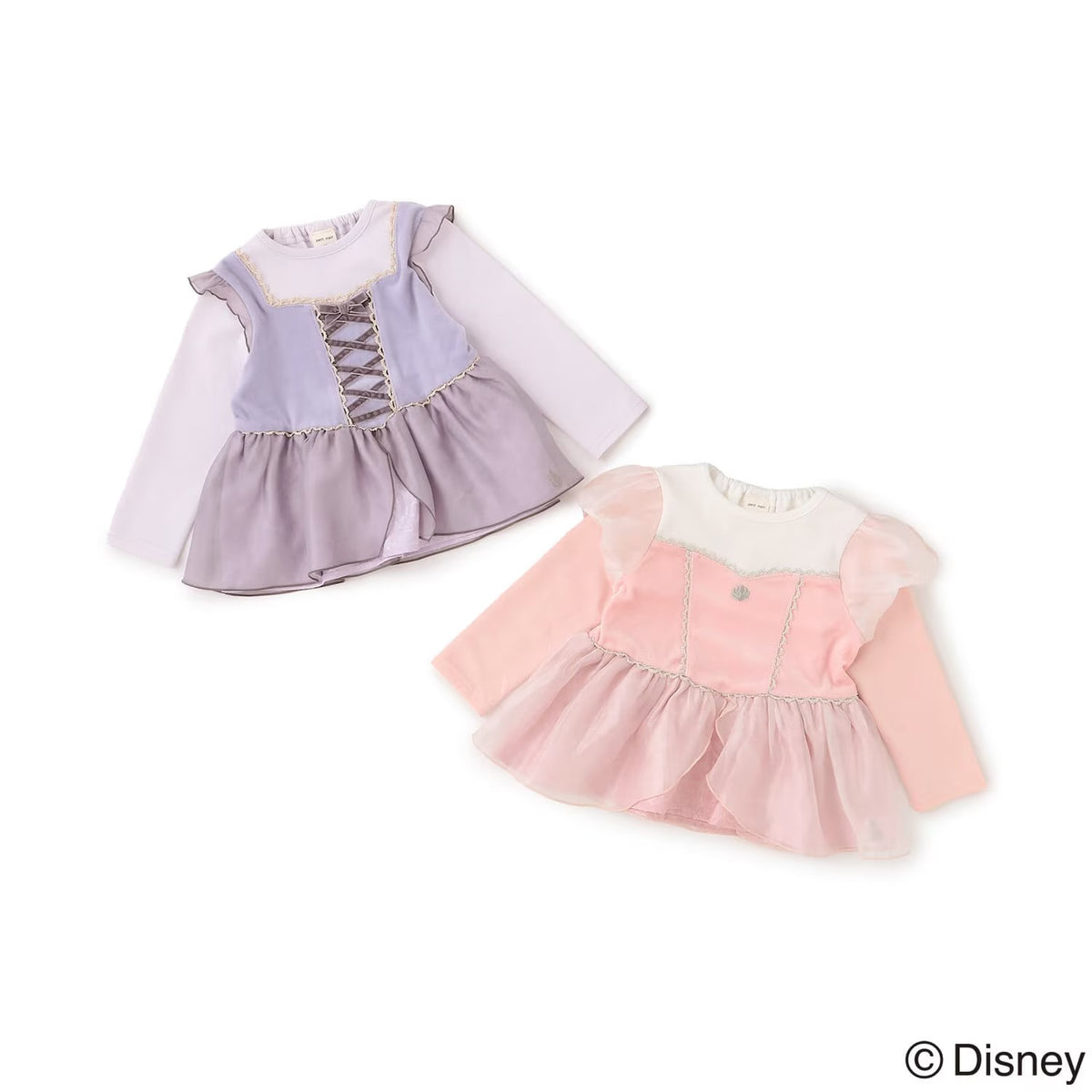 日本童裝 pe#main x Disney Princess 公主印花束腰上衣 90-130cm 女童款 秋季 TOPS
