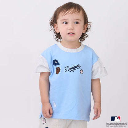 日本童裝 pe#main x 【MLB】徽章貼花上衣 80-130cm 男童款 夏季 TOPS