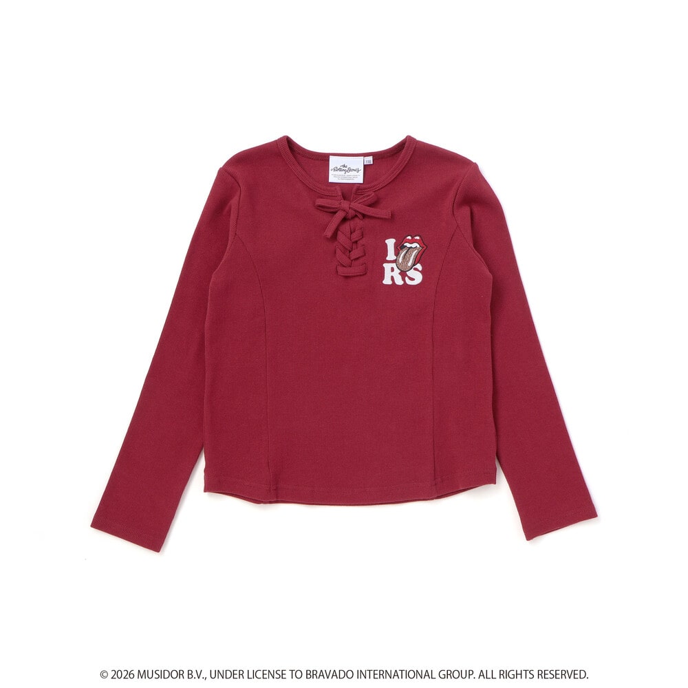日本童裝 NEXCHIC x The Rolling Stones 繫帶羅紋上衣 110-150cm 女童款 秋季 TOPS 其他品牌童裝 聖誕紅/新年紅